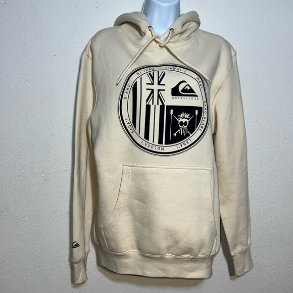 Quick Silver Womens Beige Hawaiian Graphic Pullover Hoodie Size Medium - Picture 1 of 12